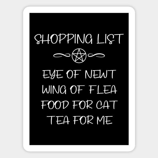 Cat Food and Tea Witchy Shopping List Cheeky Witch® Magnet by Cheeky Witch